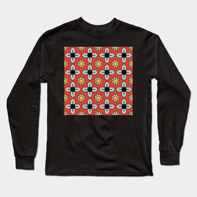 Seamless Pattern, Moroccan Mosaic Pattern Long Sleeve T-Shirt by hichamArt